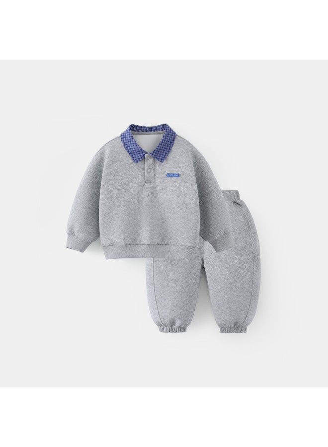 Baby Autumn Outfit Set Boys' Hoodie Children's Fake Two-piece Campus Polo Shirt Girls' Clothing - Image 5